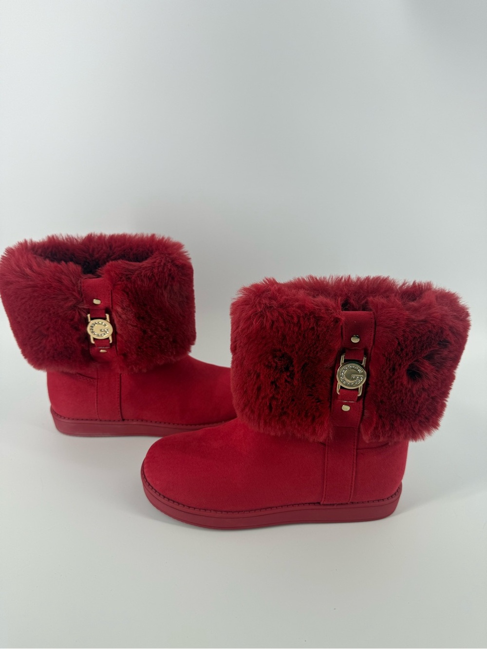 GBG Los Angeles Aleya G by Guess Red Faux Fur Cold Weather Winter Boots Women 6M